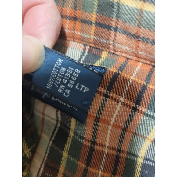 VTG Polo By Ralph Lauren Mens Plaid Button up Shirt L/G Cotton Orange Green prep - Picture 4 of 6
